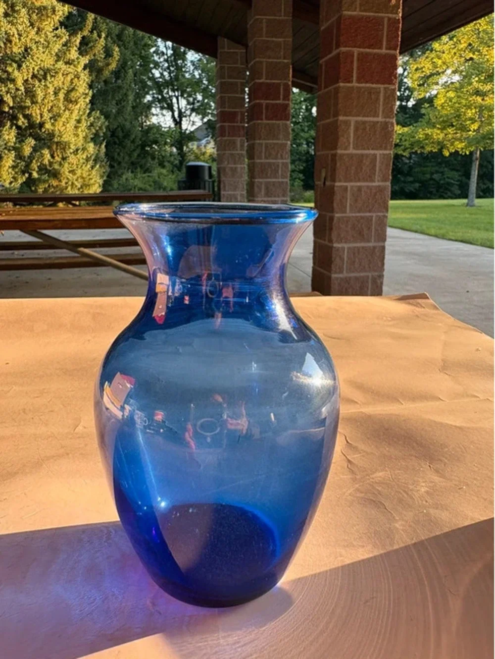 Vintage Cobalt Blue Glass Ginger Vase